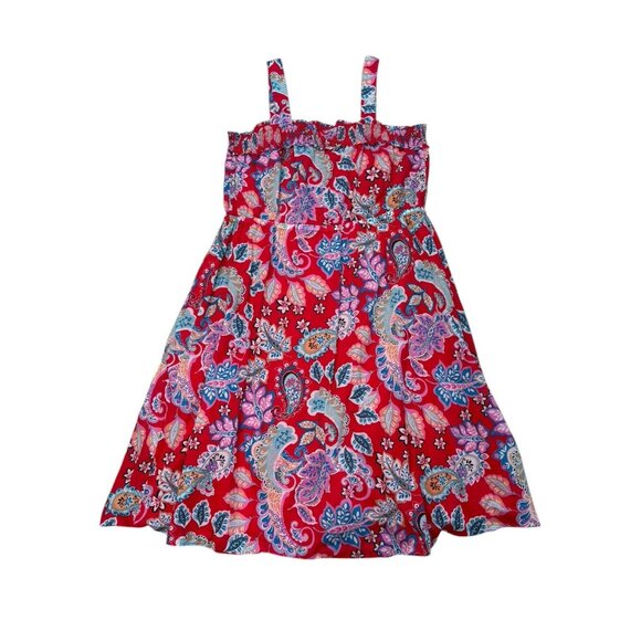 *Talbots Dress Womens Plus 22W Red Paisley Floral Summer Vacation Travel Resort - Picture 3 of 7